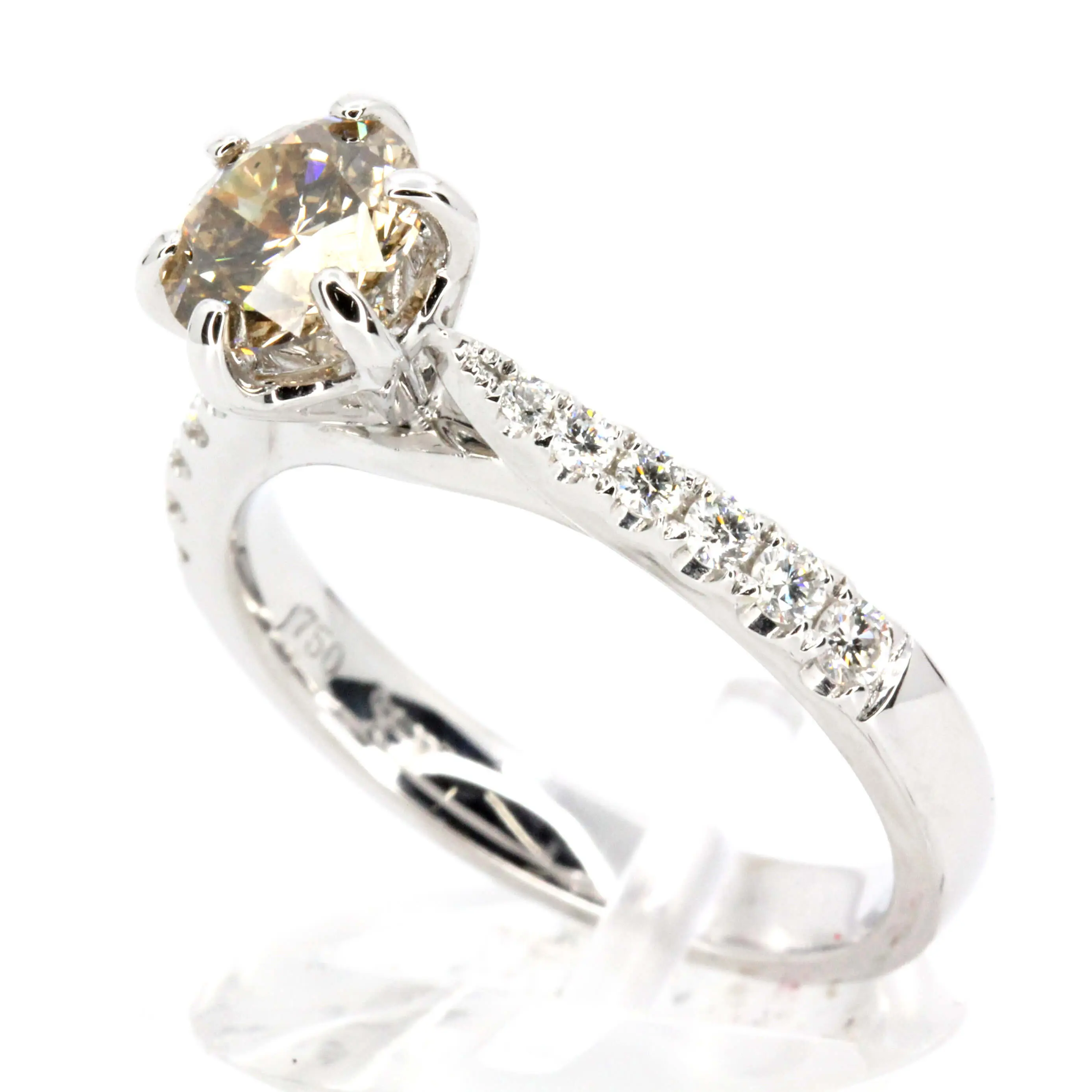 CDR16.2 Round Brilliant Cut Chocolate Diamond Ring White Gold