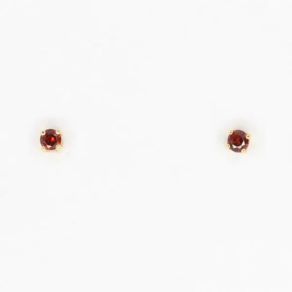 Round Cut Garnet Earrings set in 18ct Yellow Gold