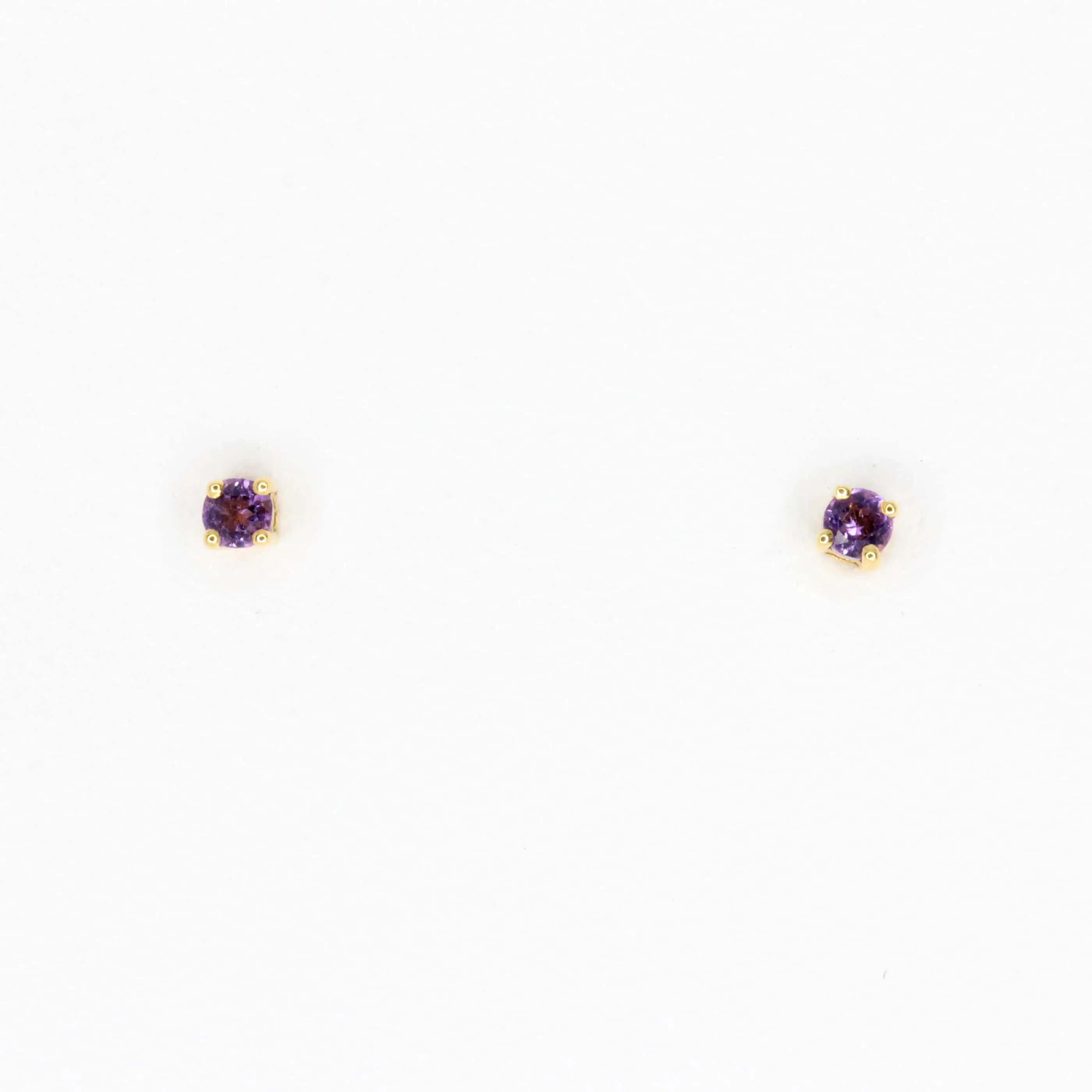 Round Cut Amethyst Earrings set in 18ct Yellow Gold