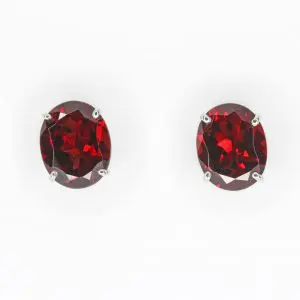 Oval Almandine Garnet Earrings set in 18ct White Gold