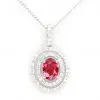 Oval Ruby Pendant with Halo of Diamonds set in 18ct White Gold