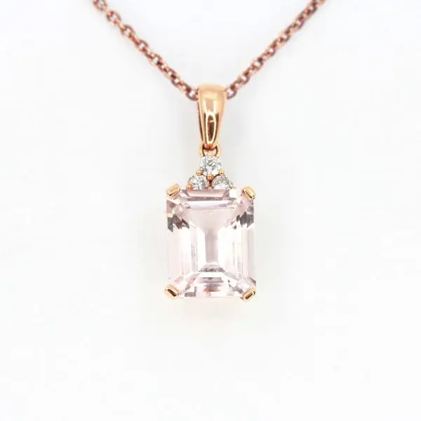 Morganite Pendant with Diamonds set in 18ct Rose Gold