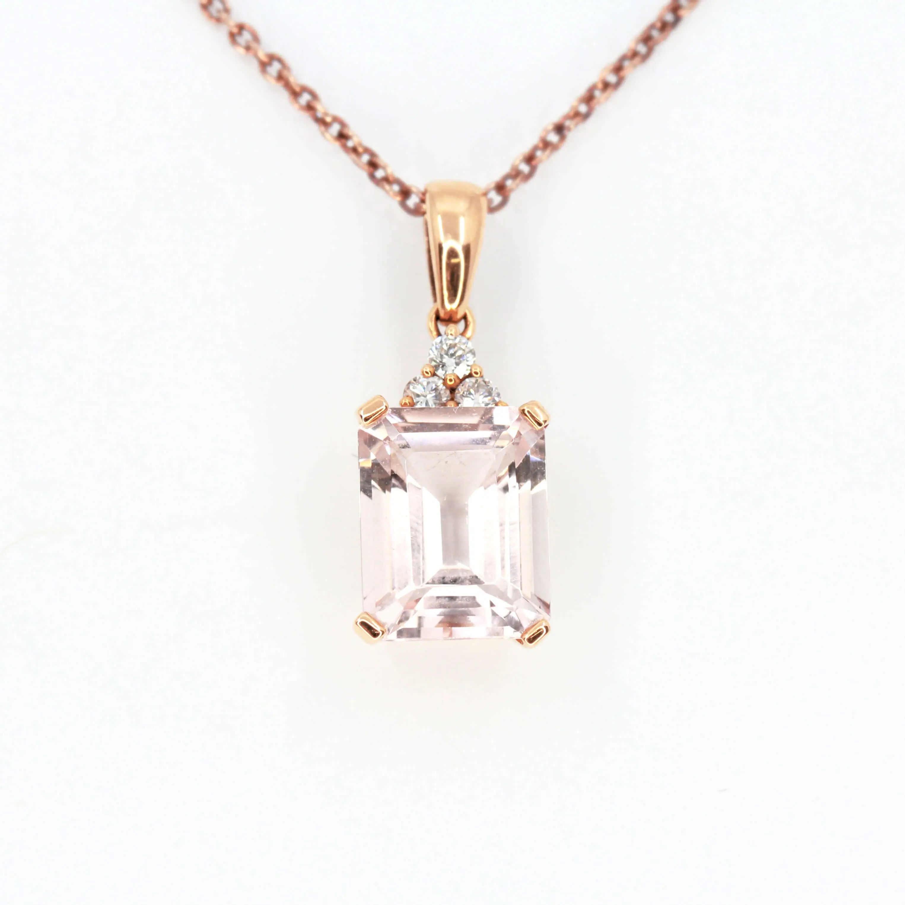 Morganite Pendant with Diamonds set in 18ct Rose Gold