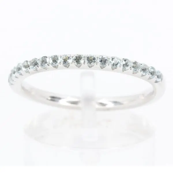Aquamarine Bead Wedder Set in 18ct White Gold