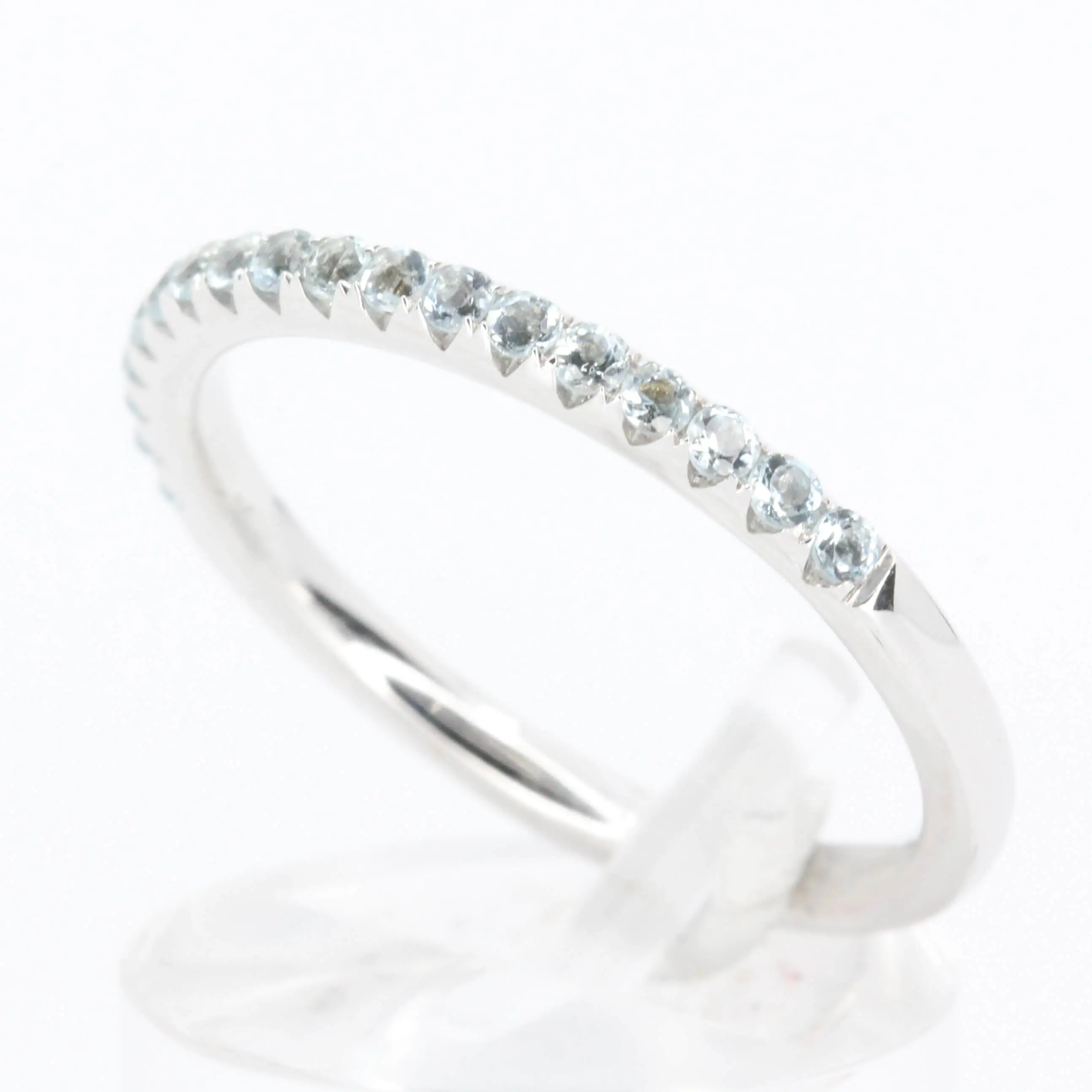 Aquamarine Bead Wedder Set in 18ct White Gold