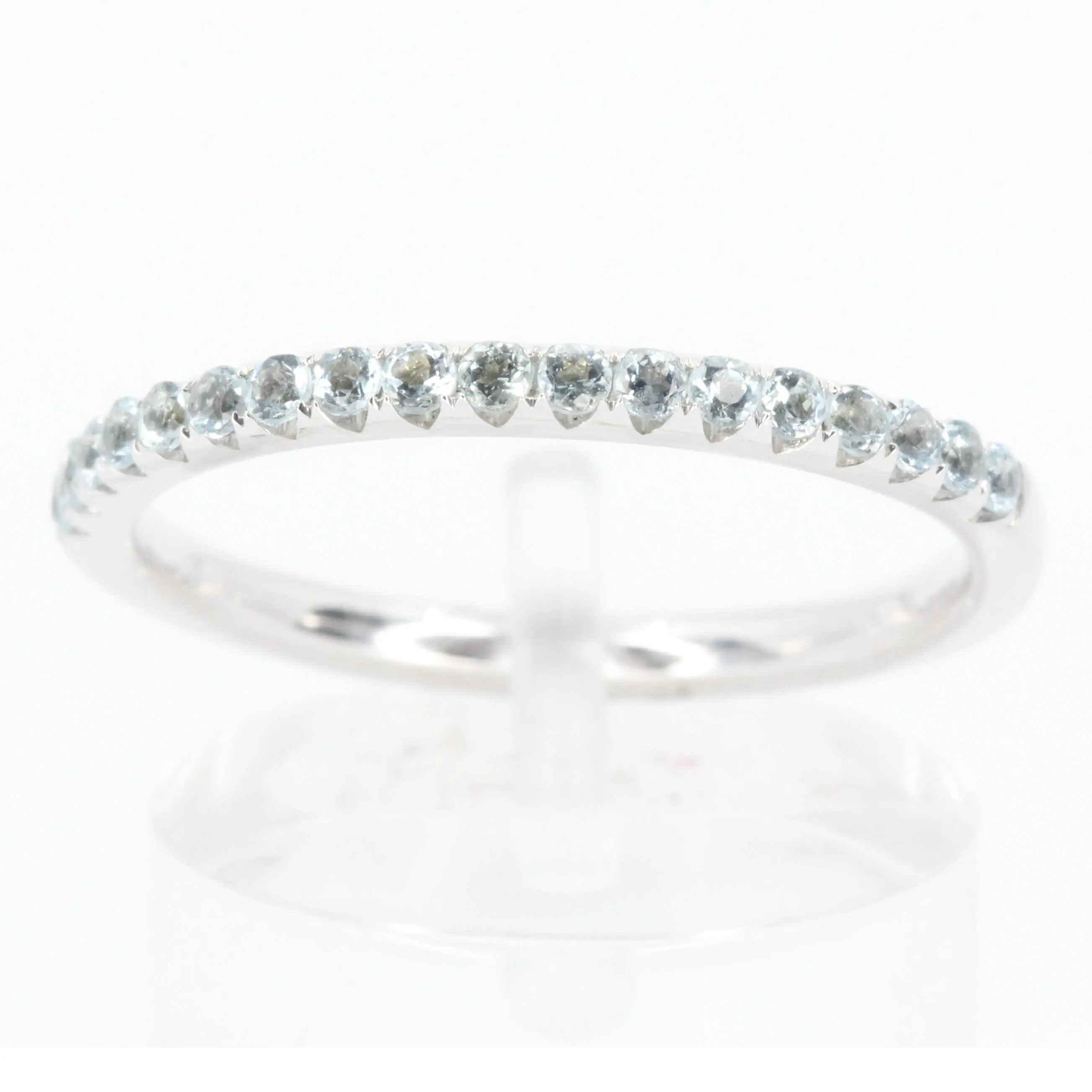 Aquamarine Bead Wedder Set in 18ct White Gold