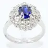 Ceylon Sapphire Ring with Vintage Design Set in 18ct White Gold