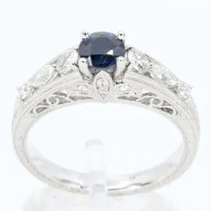 18ct White Gold Australian Sapphire and Diamond Ring