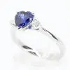 Heart Shape Ceylon Sapphire Triliogy Diamond Ring Set in 18ct White Gold