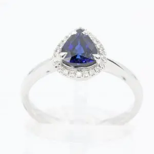 18ct White Gold Australian Sapphire and Diamond Ring