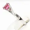 Oval Shape Pink Tourmaline Ring with Accents of Diamonds Set in 18ct White Gold