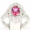 Oval Shape Pink Tourmaline Ring with Accents of Diamonds Set in 18ct White Gold