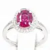 Oval Shape Pink Tourmaline Ring with Accents of Diamonds Set in 18ct White Gold