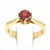 Round Cut Pink Tourmaline Ring with Accents of Diamonds Set in 18ct Yellow Gold