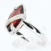 Marquise Garnet Ring with Accents of Diamonds Set in 18ct White Gold