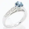 Round Cut Aquamarine Ring with Accents of Diamonds Set in 18ct White Gold