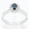 Oval Shape Australian Sapphire Ring with Grain of Diamonds Set in 18ct White Gold