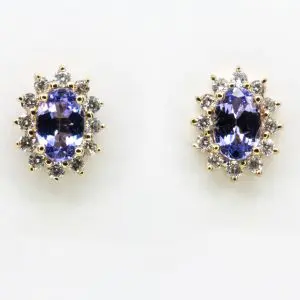 18ct Yellow Gold Tanzanite and Diamond Earrings