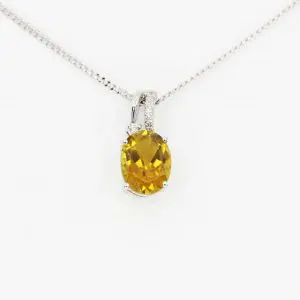 Oval Cut Tourmaline Pendant with Diamonds set in 18ct White Gold
