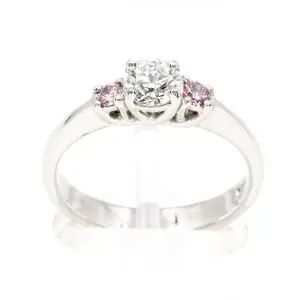 Diamond & Pink Diamond Trilogy Ring Set