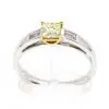 Princess Cut Diamonds Ring with Yellow Diamond set in 18ct White Gold