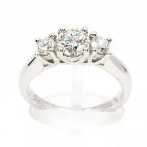 Round Brilliant Cut Diamond Ring with Diamond Accents set in 18ct White Gold