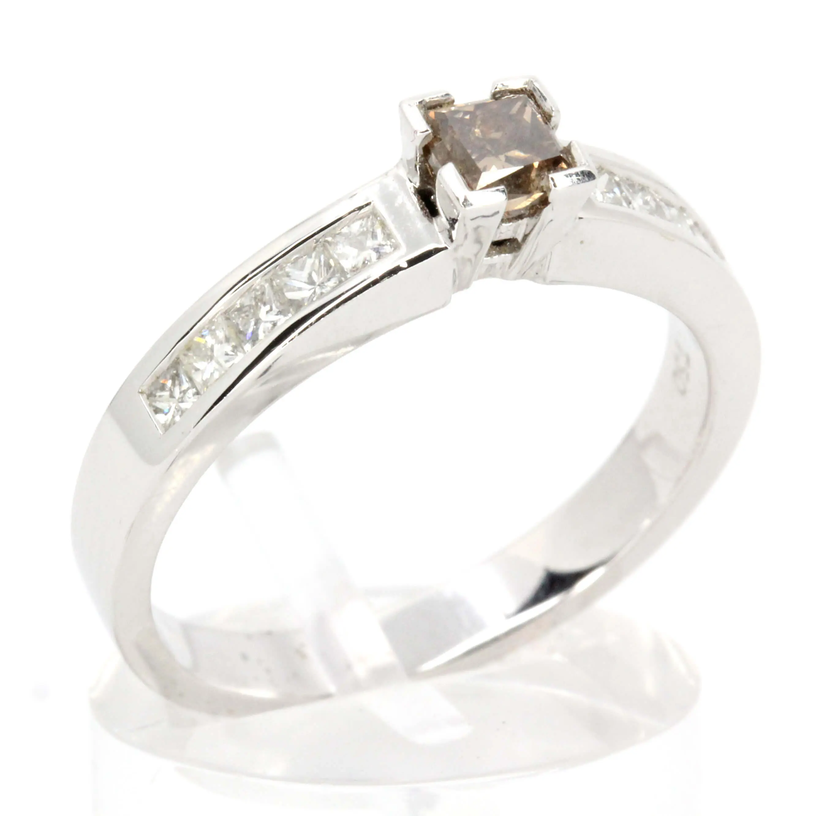 Champagne Diamond Ring with Diamonds set in 18ct White Gold