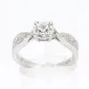 Round Brilliant Cut Diamond Ring with Bead Set Diamonds Accents set in 18ct White Gold