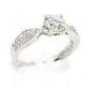 Round Brilliant Cut Diamond Ring with Bead Set Diamonds Accents set in 18ct White Gold