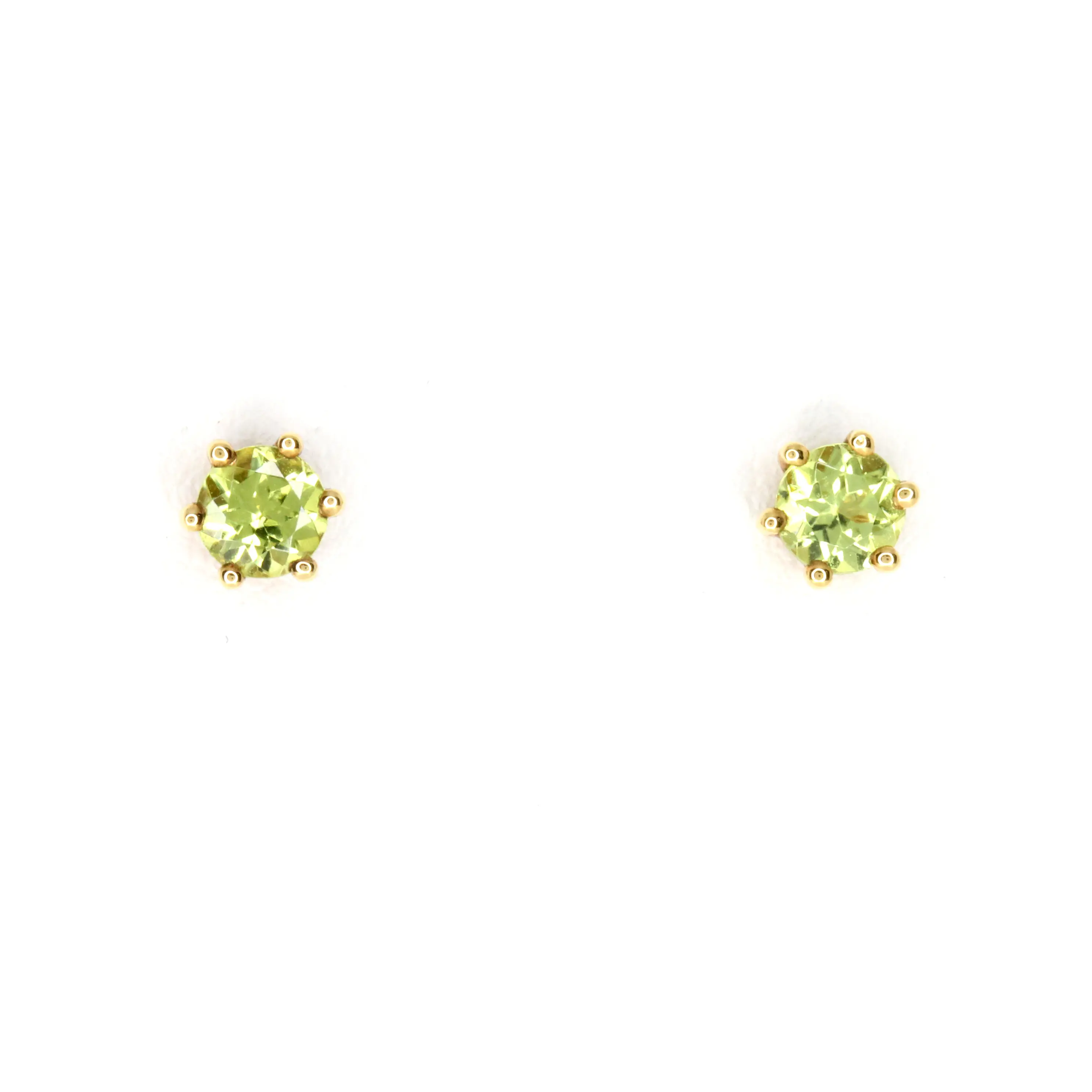 Round Cut Peridot Earrings set in 18ct Yellow Gold