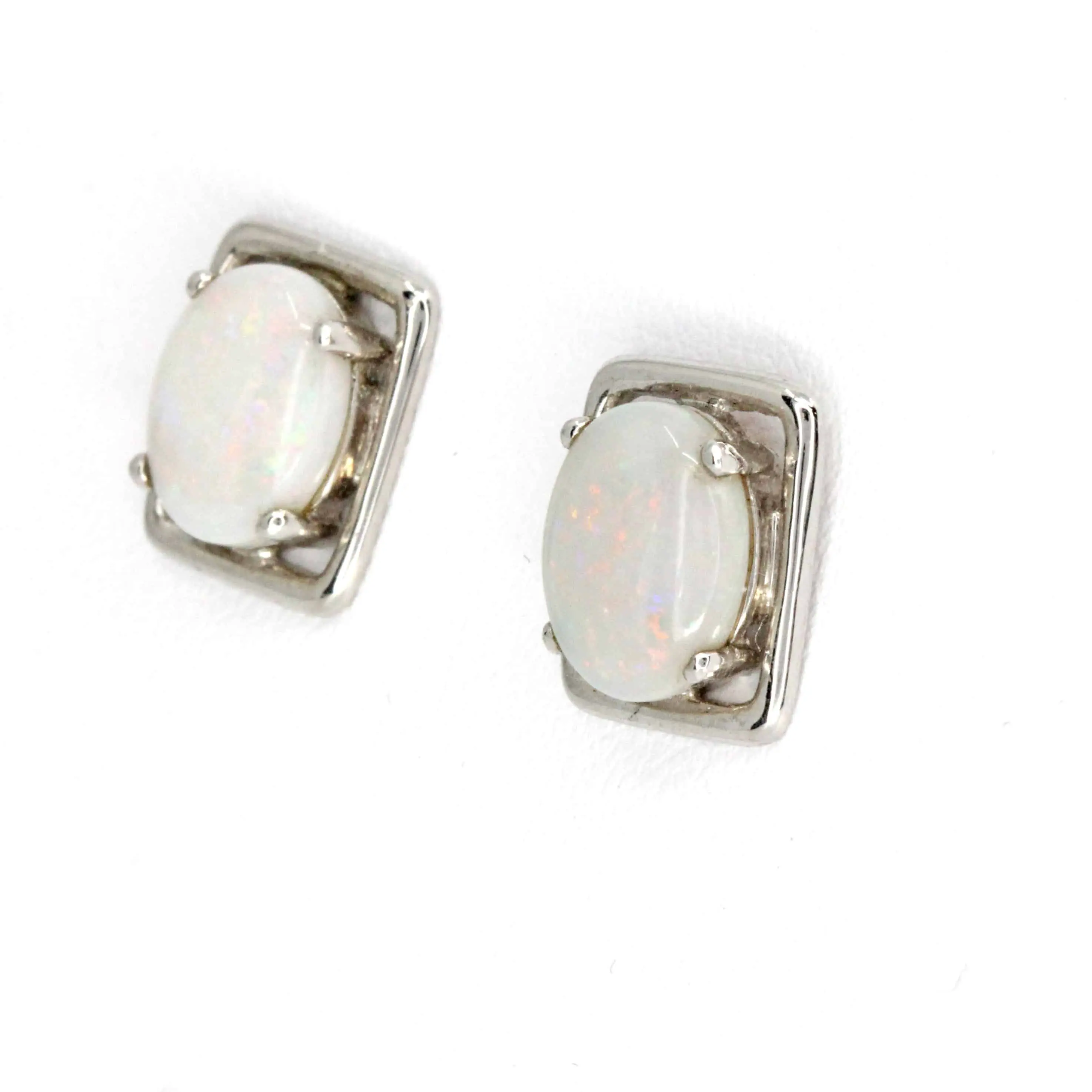 grey opal rectangular stud earrings