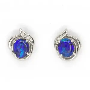fancy black opal and diamond earrings