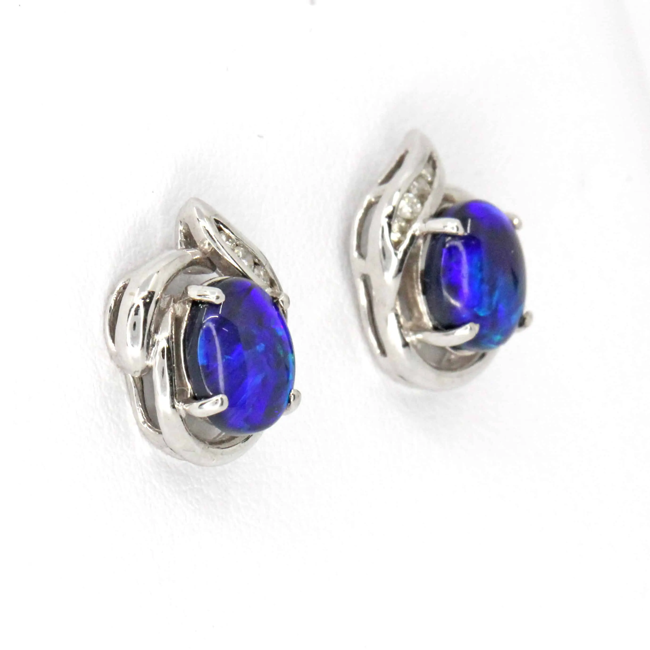 fancy black opal and diamond earrings