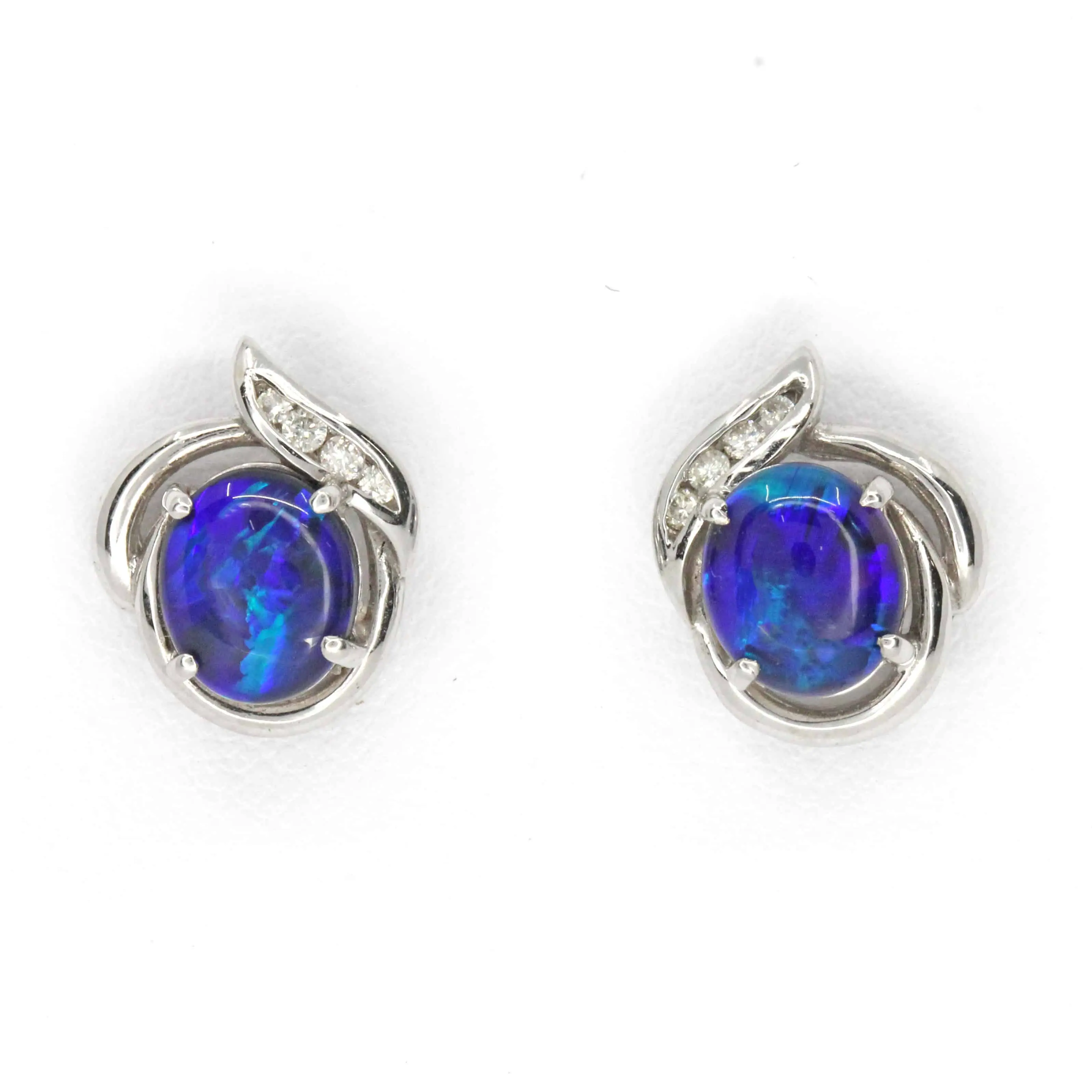 fancy black opal and diamond earrings