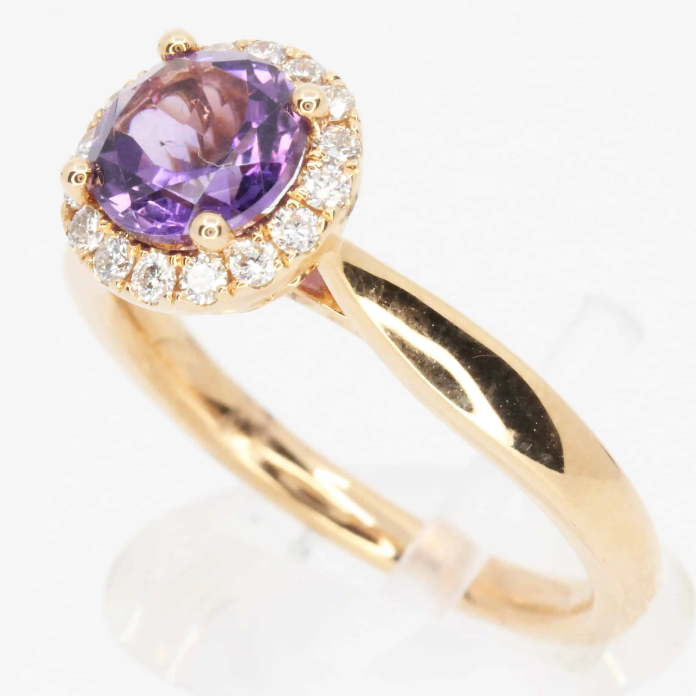 diamond round amethyst ring