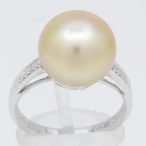 South Sea Pearl Ring with Accent Diamonds