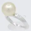 White Gold Golden South Sea Pearl Ring with Accent Diamonds
