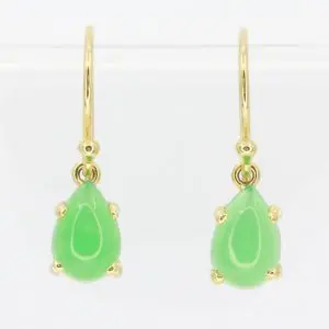 18ct Yellow Gold Chrysoprase Drop Earrings