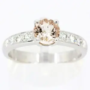 18ct White Gold Morganite and Diamond Ring