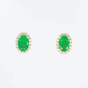 18ct Yellow Gold Emerald and Diamond Earrings