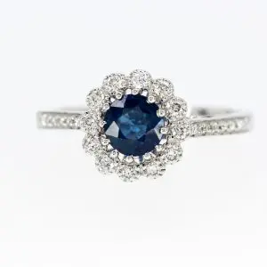 18ct White Gold African Sapphire and Diamond Ring