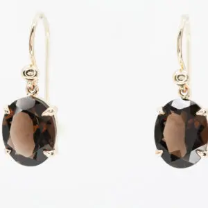 9ct Yellow Gold Smokey Quartz Drop Earrings