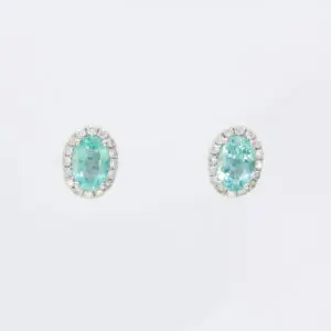 18ct White Gold Blue Apatite and Diamond Earrings