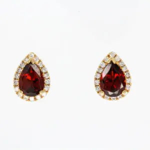 18ct Yellow Gold Garnet and Diamond Earrings