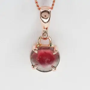 9ct Rose Gold Watermelon Tourmaline Slice Pendant