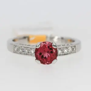 18ct White Gold Pink Tourmaline and Diamond Ring