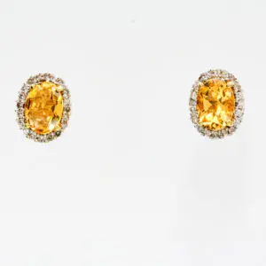 18ct Yellow Gold Citrine and Diamond Earrings