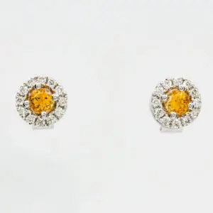 18t White Gold Citrine and Diamond Earrings