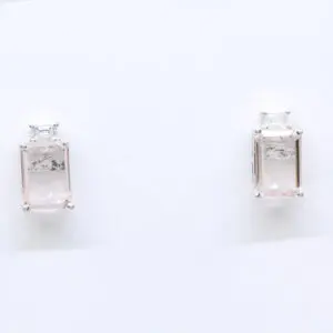 18ct White Gold Morganite and Diamond Earrings