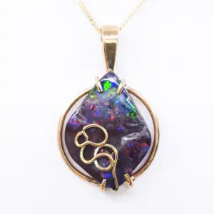 9ct Yellow Gold Queensland Boulder Opal Pendant